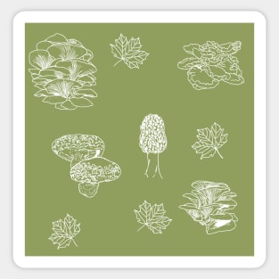 Woodland Mushrooms Sage 1 Sticker